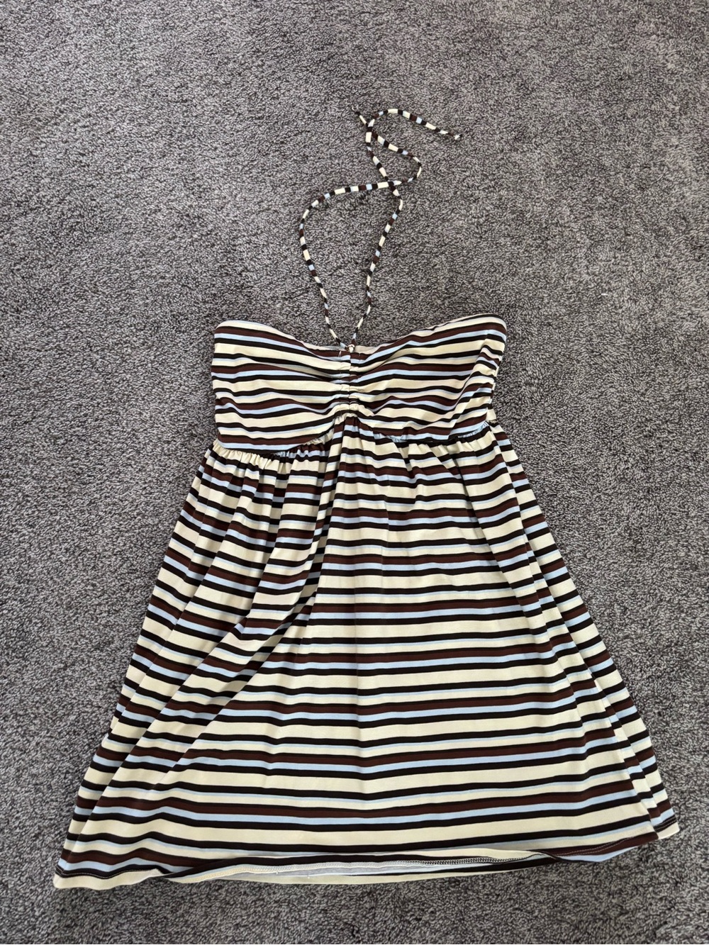 PacSun Strapless Sundress in Cream and Brown Stripes